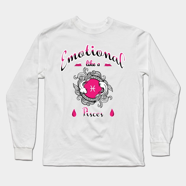 Zodiac attributes: Pisces white Long Sleeve T-Shirt by Ludilac